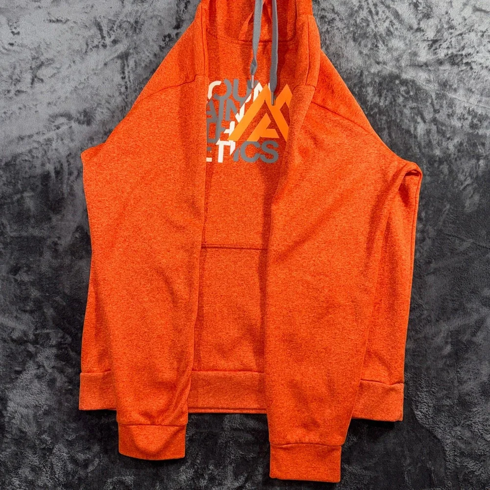 The North Face Mountain Athletics Hoodie Sweatshirt Orange Gray Size L